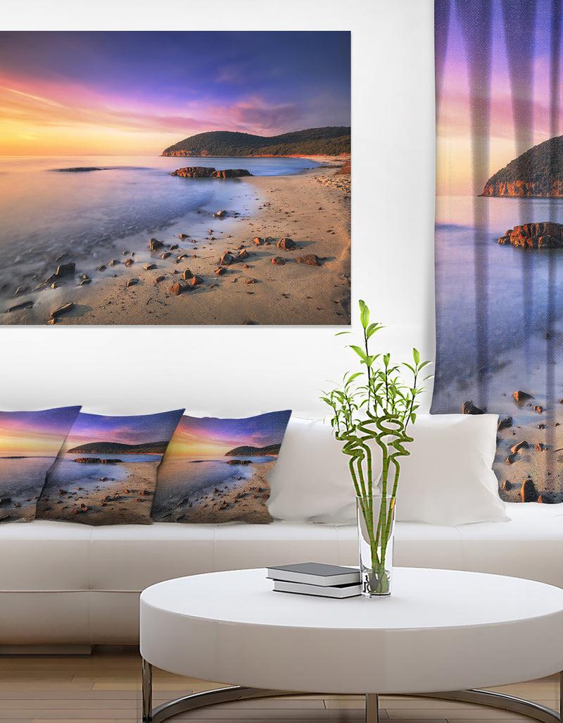 DesignQ Sunset in Cala Violina Bay Beach - Extra Large Seashore Canvas Art