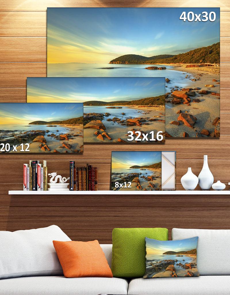 DesignQ Sunset In Cala Violina Bay - Landscape Wall Art Canvas Print