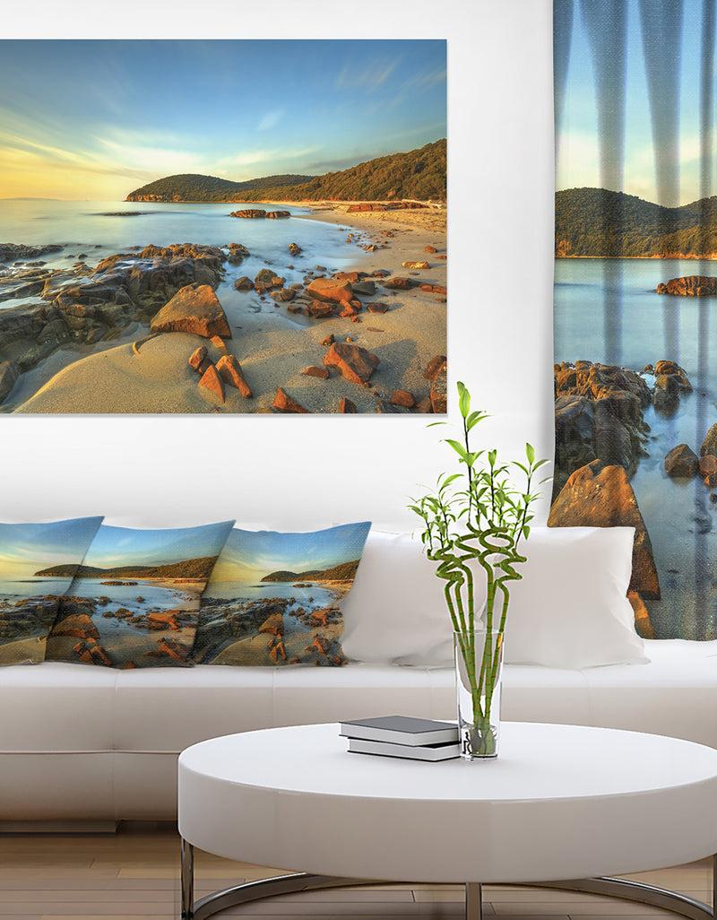 DesignQ Sunset in Cala Violina Bay - Landscape Wall Art Canvas Print
