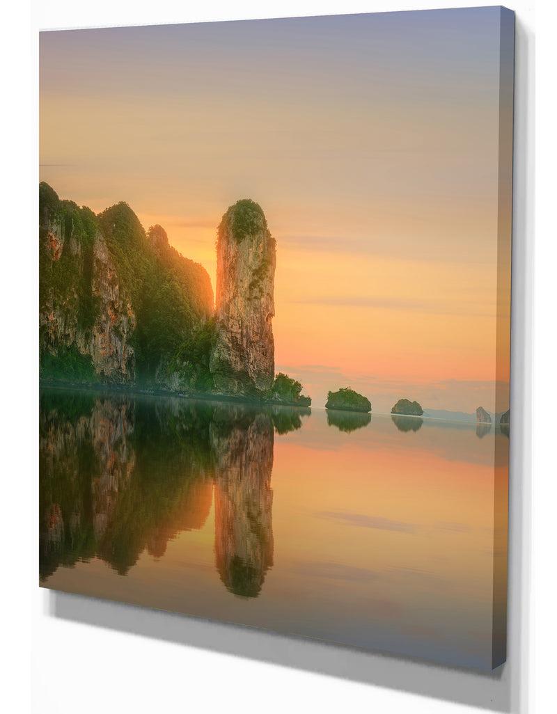 DesignQ Sunset In Colorful Sky - Landscapes Sea & Shore Photographic On Wrapped Canvas