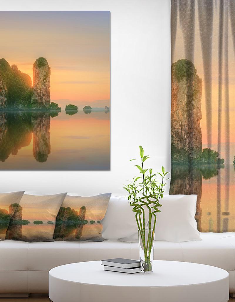 DesignQ Sunset in Colorful Sky - Landscapes Sea & Shore Photographic on wrapped Canvas
