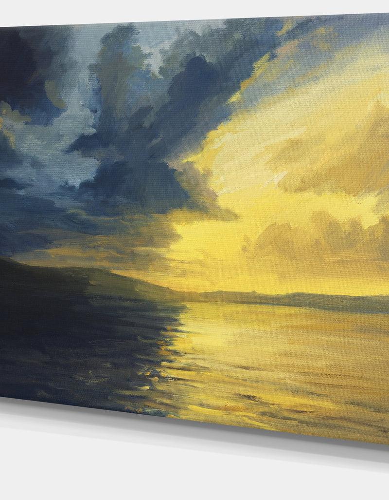 DesignQ Sunset Of Light And Shadows - Landscape Painting Canvas Print