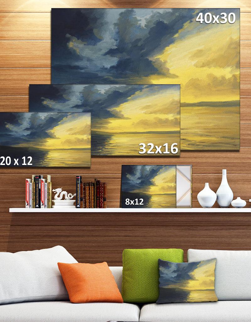 DesignQ Sunset Of Light And Shadows - Landscape Painting Canvas Print