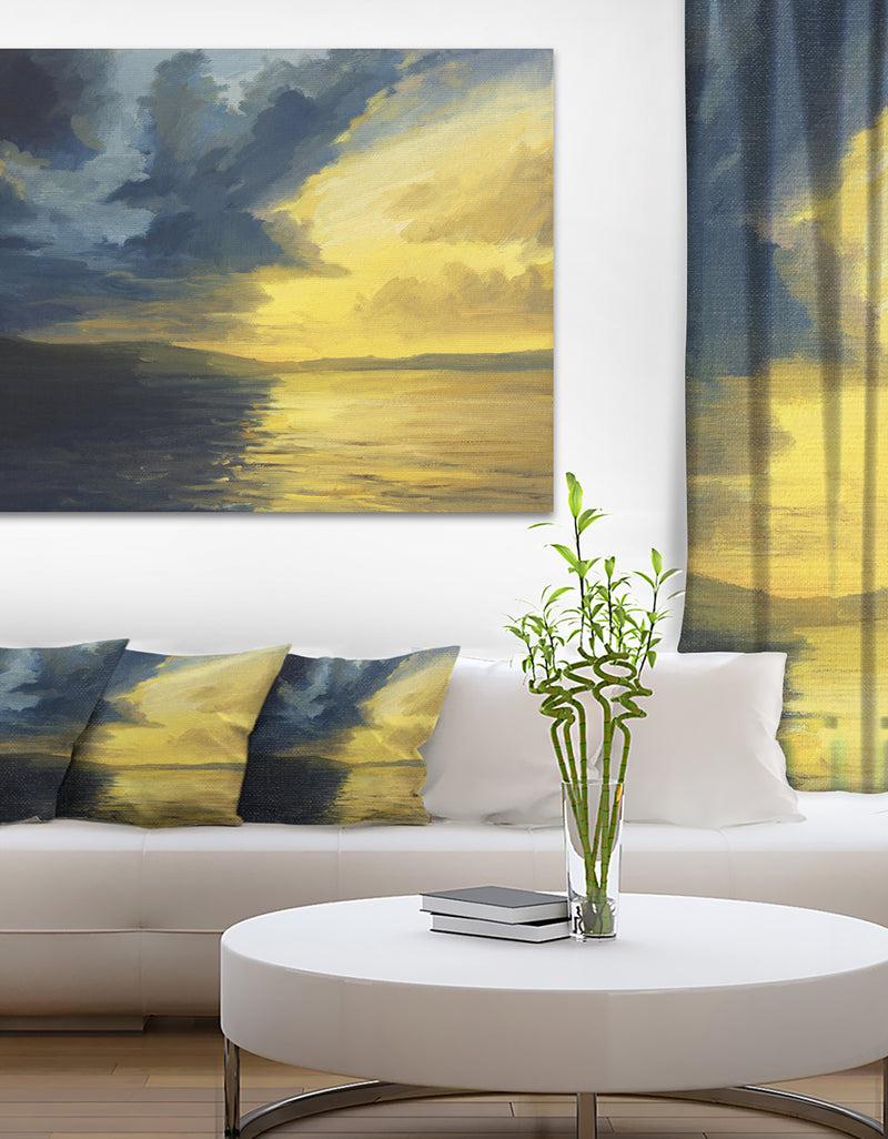 DesignQ Sunset of Light and Shadows - Landscape Painting Canvas Print