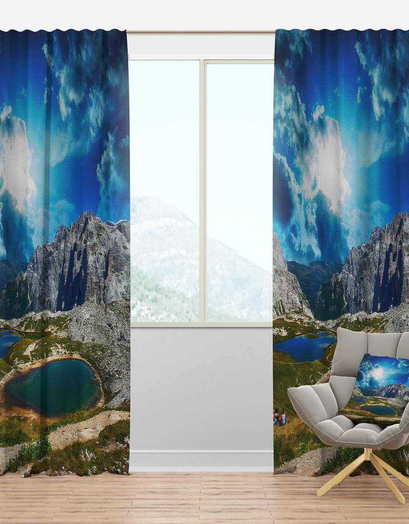 DesignQ Sunset over Alpine Lakes - Landscape Photography Curtain Panels