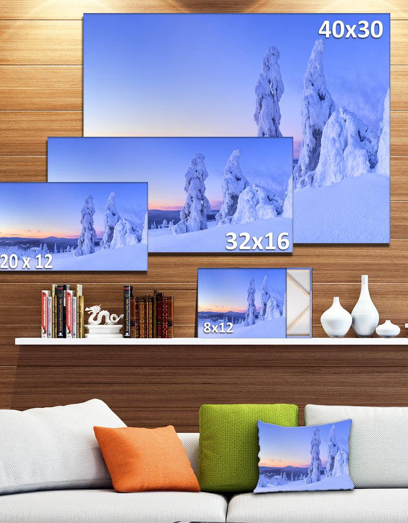 DesignQ Sunset Over Frozen Trees - Modern Landscape Canvas Art