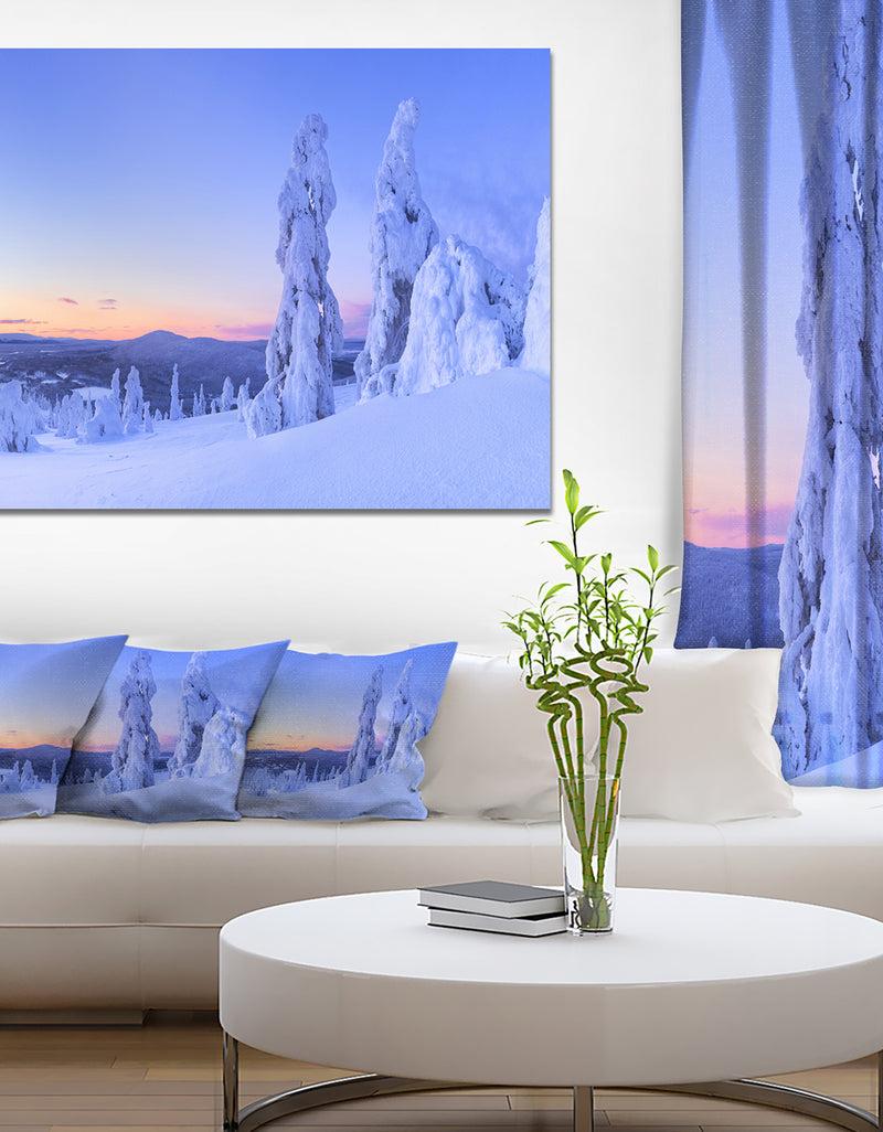 DesignQ Sunset Over Frozen Trees - Modern Landscape Canvas Art