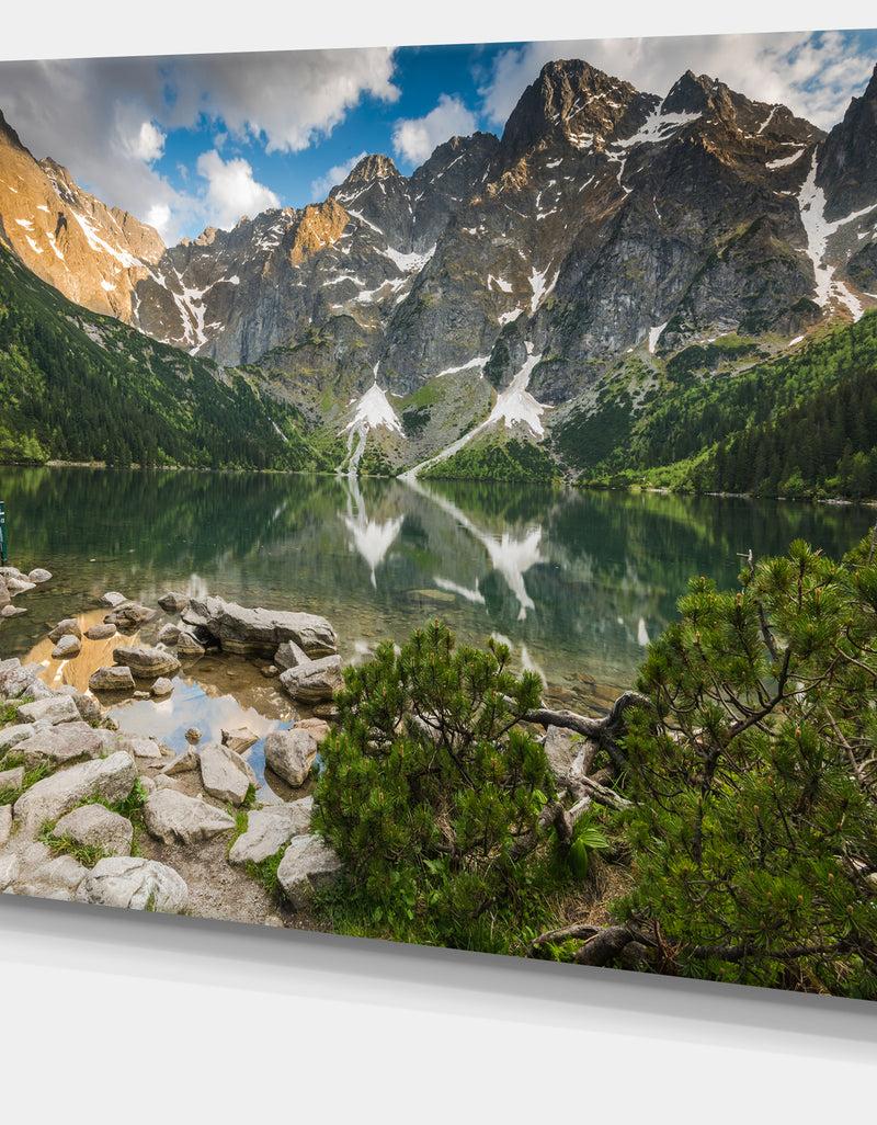 DesignQ Sunset Over High Mountains - Landscape Art Print Canvas