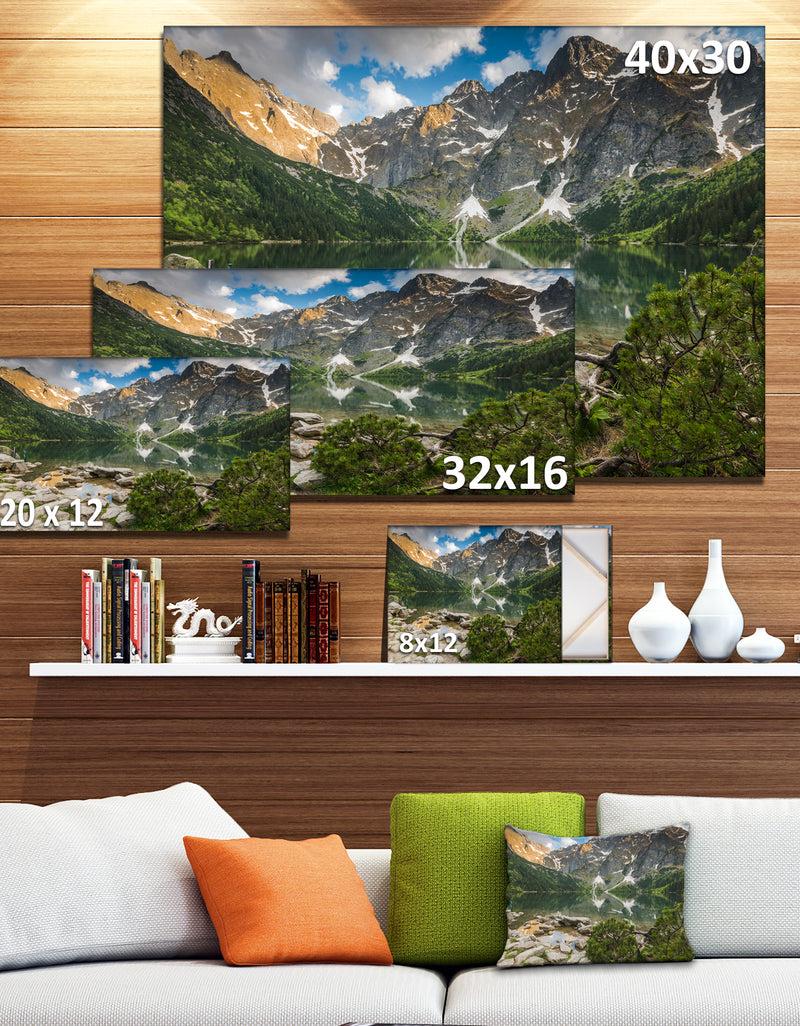 DesignQ Sunset Over High Mountains - Landscape Art Print Canvas