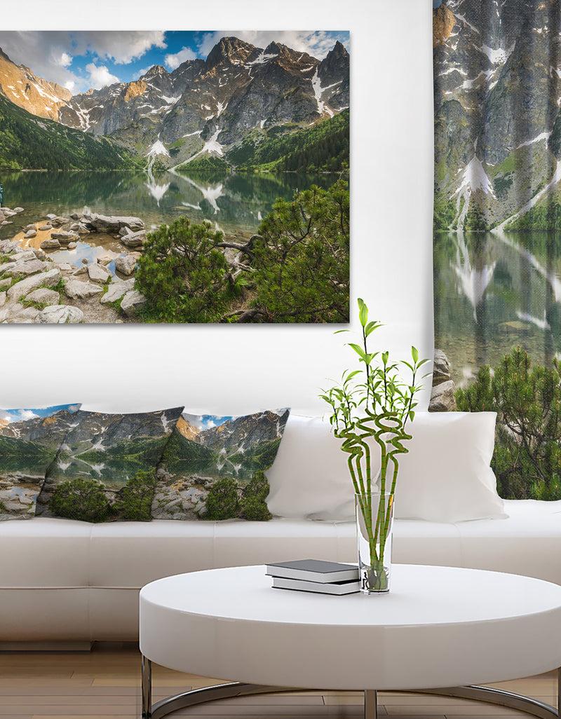 DesignQ Sunset Over High Mountains - Landscape Art Print Canvas