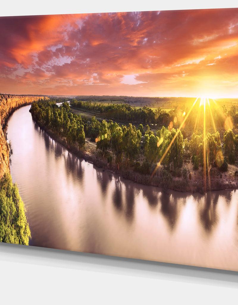 DesignQ Sunset Over Murray River Panorama - Extra Large Wall Art Landscape