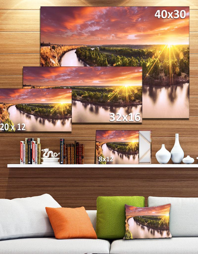 DesignQ Sunset Over Murray River Panorama - Extra Large Wall Art Landscape