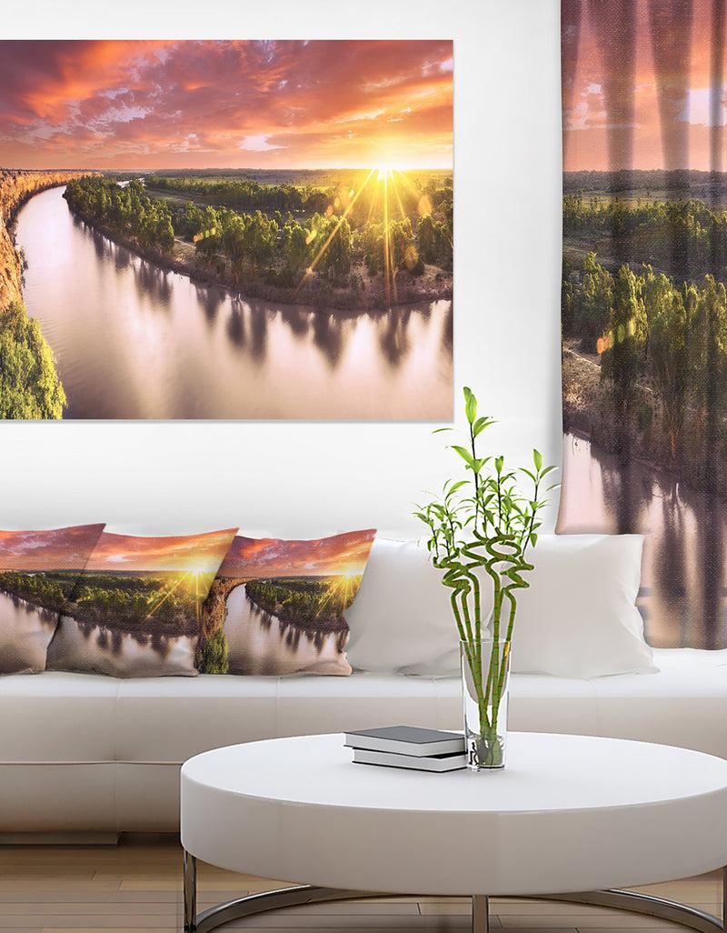 DesignQ Sunset over Murray River Panorama - Extra Large Wall Art Landscape