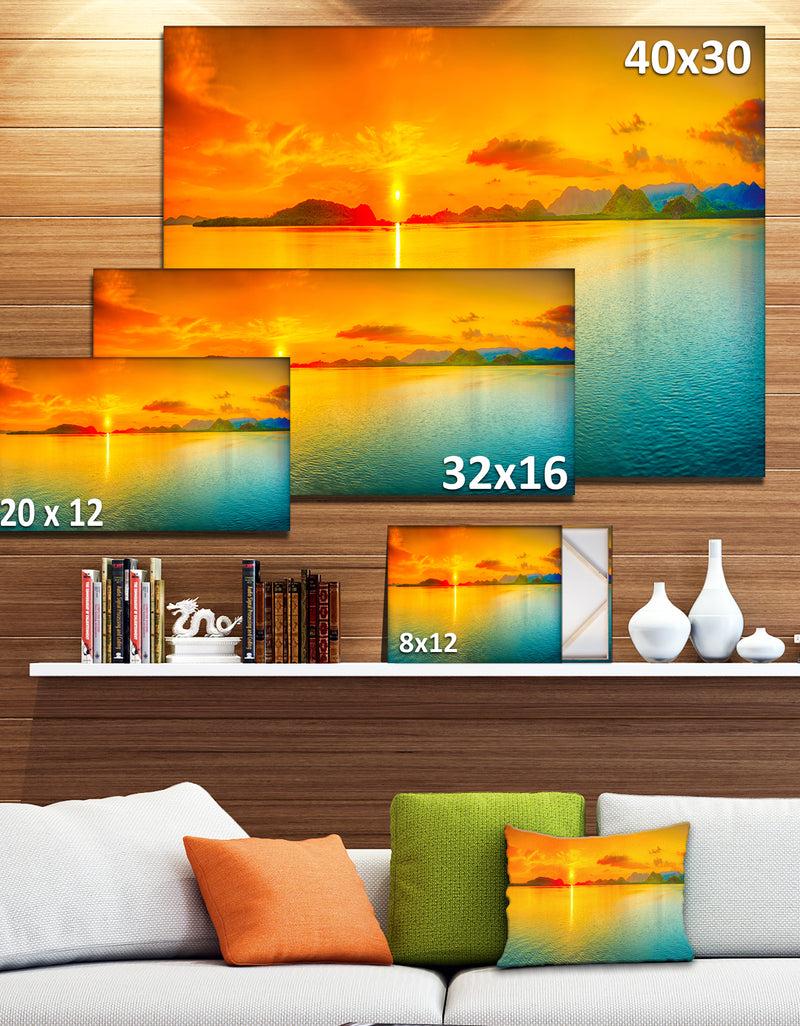 DesignQ Sunset Over Sea Panorama - Seascape Photography Canvas Print
