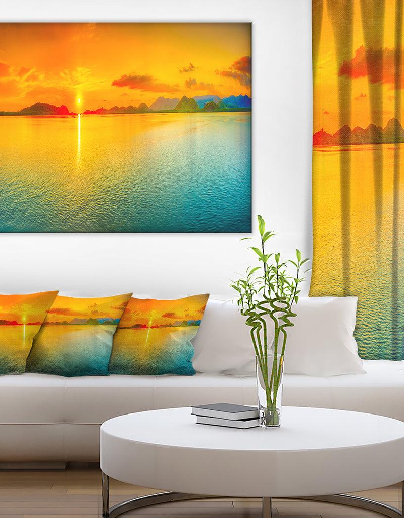 DesignQ Sunset Over Sea Panorama - Seascape Photography Canvas Print