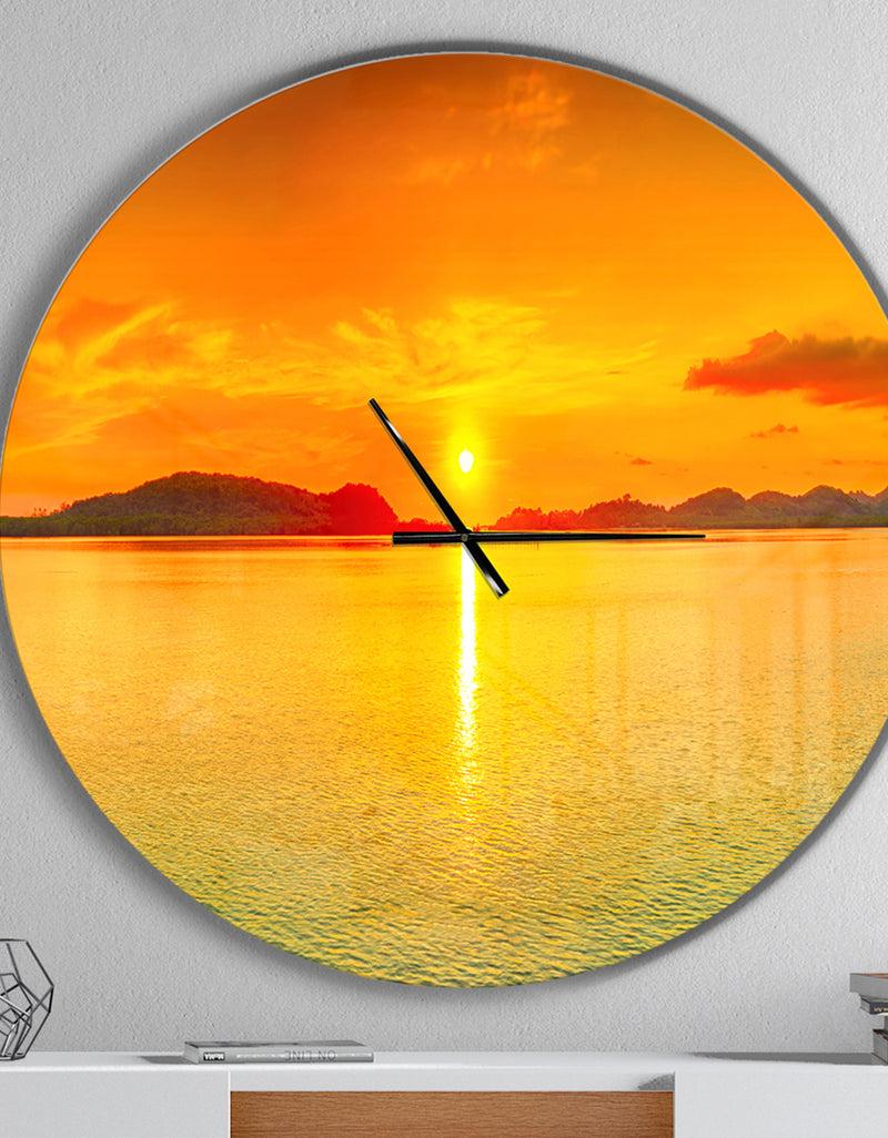 DesignQ Sunset Panorama - Oversized Coastal Wall CLock