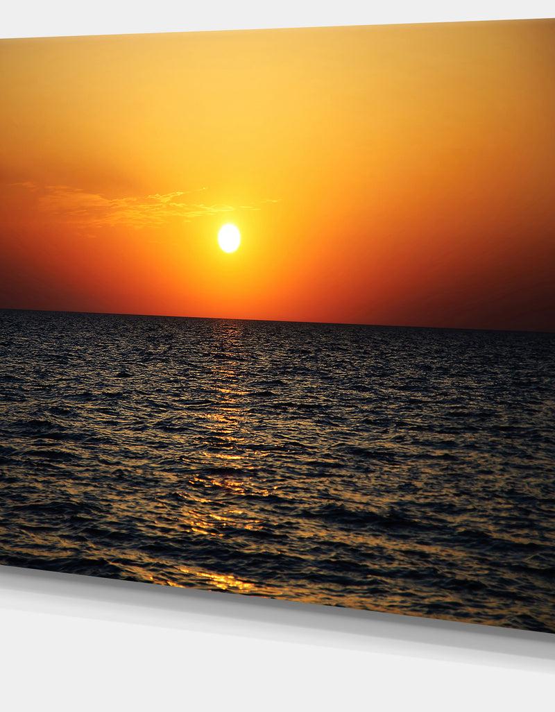 DesignQ Sunset Panorama Under Sea Surface - Modern Seashore Canvas Art