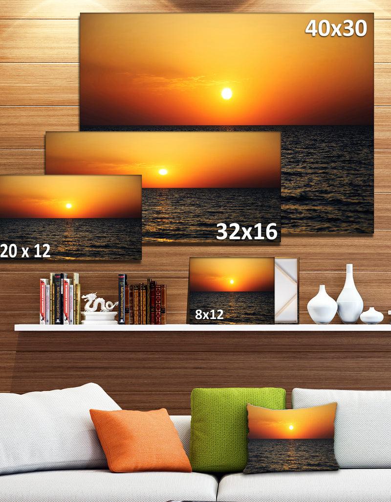 DesignQ Sunset Panorama Under Sea Surface - Modern Seashore Canvas Art