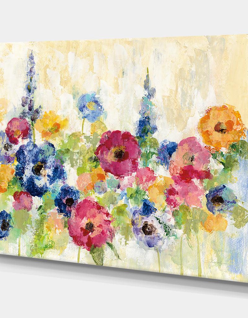 DesignQ Sunshine Field Flowers - Cottage Canvas Wall Art