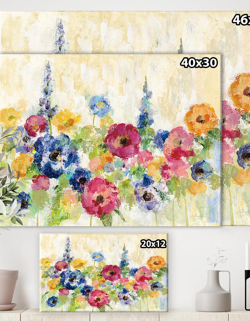 DesignQ Sunshine Field Flowers - Cottage Canvas Wall Art