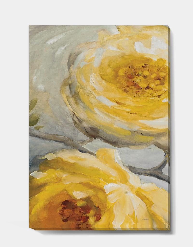 DesignQ Sunshine Yellow Flower III - Floral Premium Canvas Wall Art