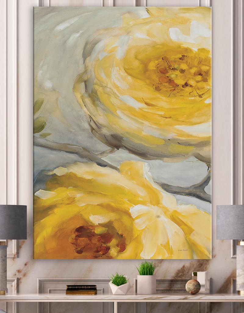 DesignQ Sunshine Yellow Flower III - Floral Premium Canvas Wall Art