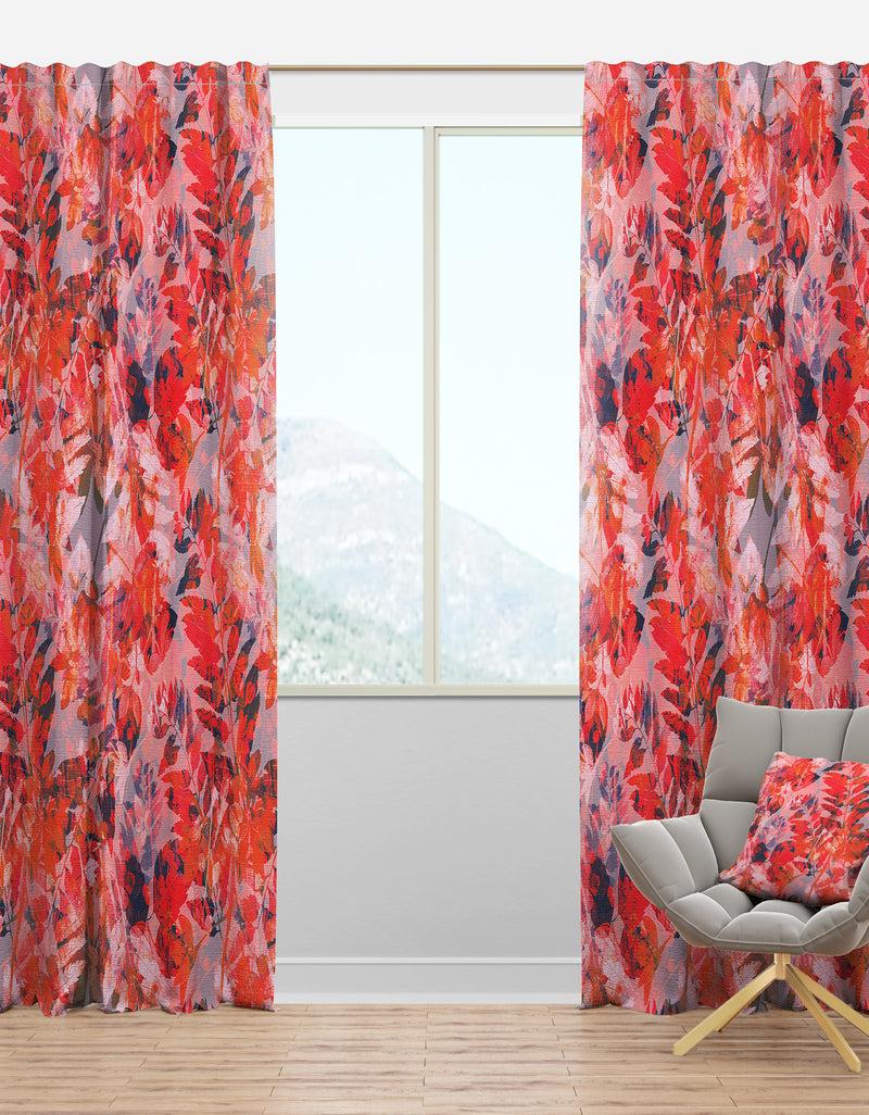 DesignQ Superimposed composition of herb flowers and leaves - Floral Curtain Panels