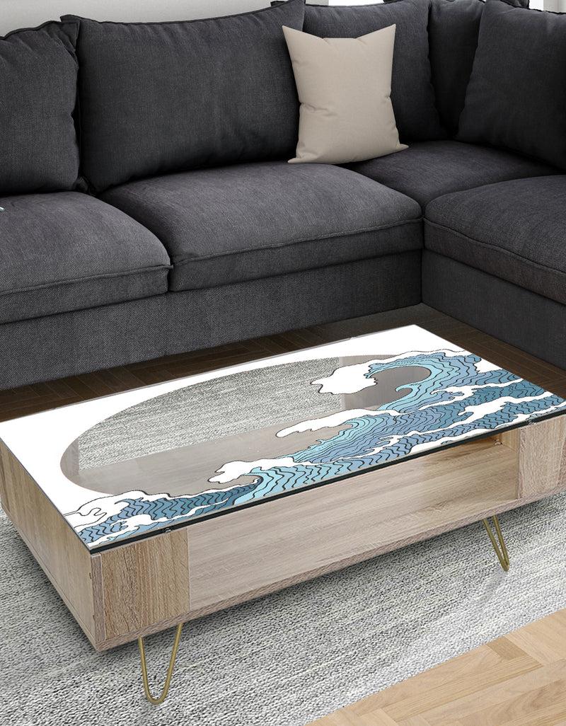DesignQ Surfs Up Wave - Bohemian & Eclectic Coffee Table