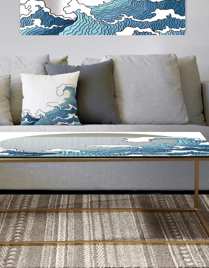 DesignQ Surfs Up Wave - Metal Bohemian & Eclectic Coffee Table