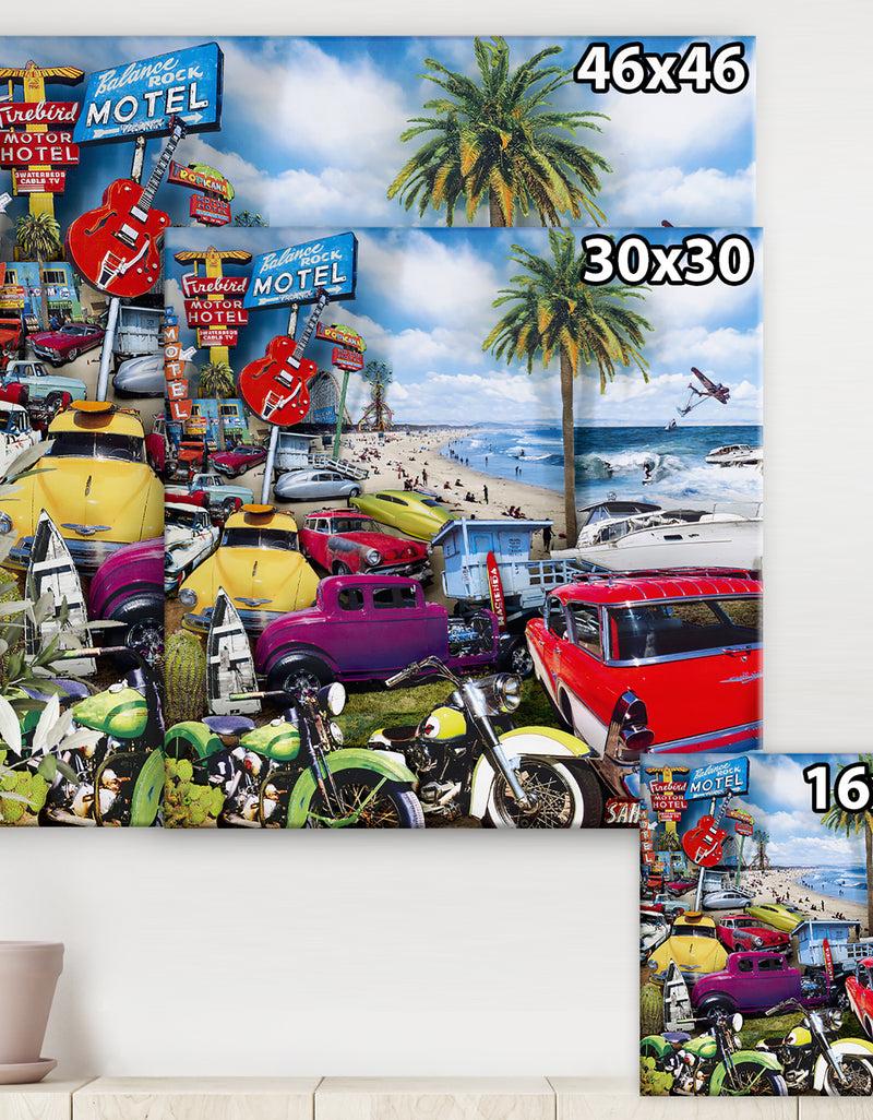 DesignQ Surfside Motor Court 1 - Modern & Contemporary Canvas Wall Art