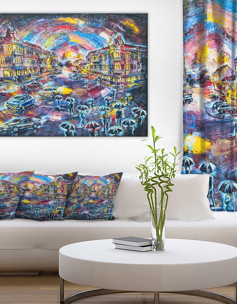 DesignQ Surreal City at Night - Cityscape Large Canvas Artwork