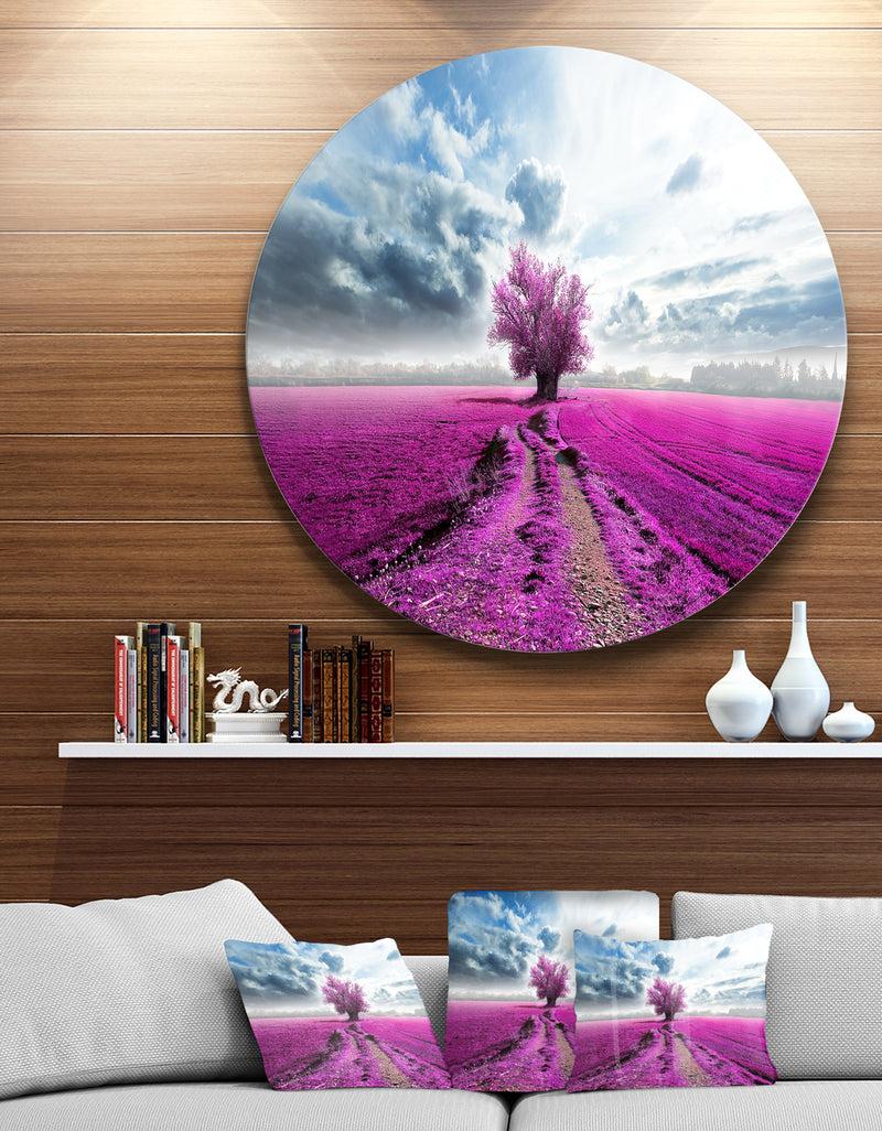 DesignQ Surreal Floral World - Landscape Photography Round Wall Art