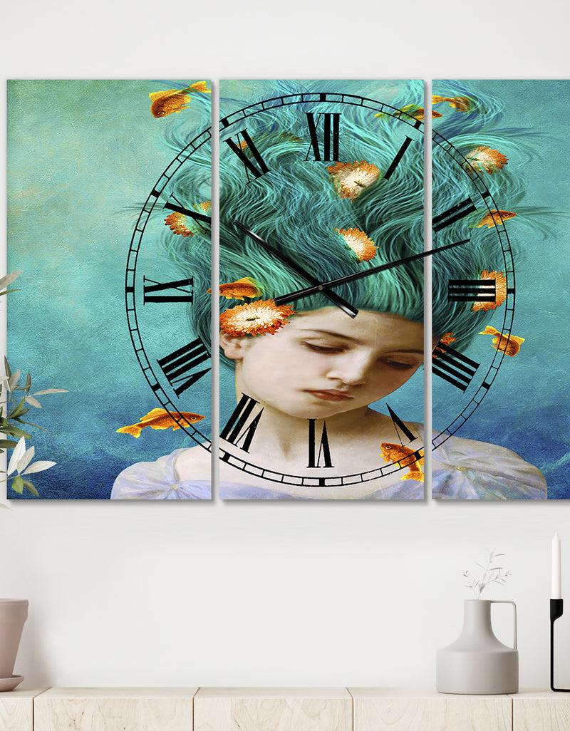 DesignQ Sweet Allure - Oversized Modern Wall Clock - 3 Panels