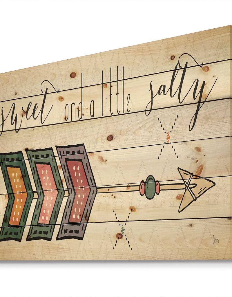 DesignQ Sweet And A Little Guilty Boho Arrow II - Bohemian & Eclectic Print On Natural Pine Wood