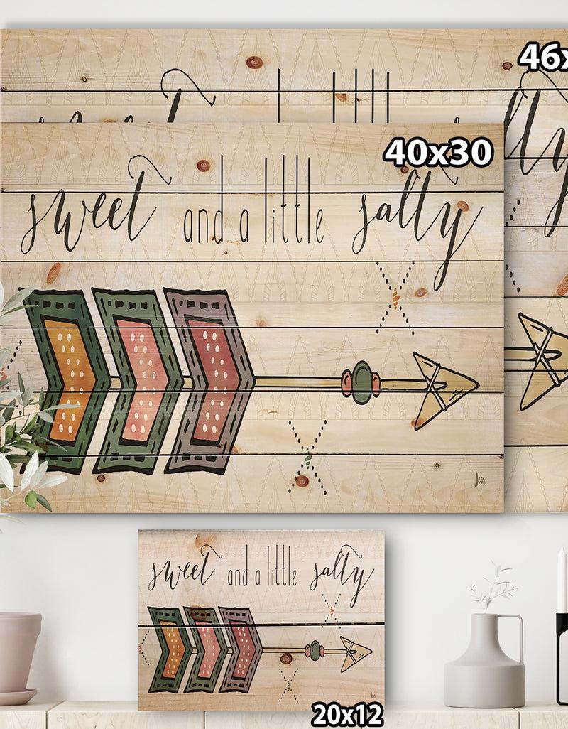 DesignQ Sweet And A Little Guilty Boho Arrow II - Bohemian & Eclectic Print On Natural Pine Wood
