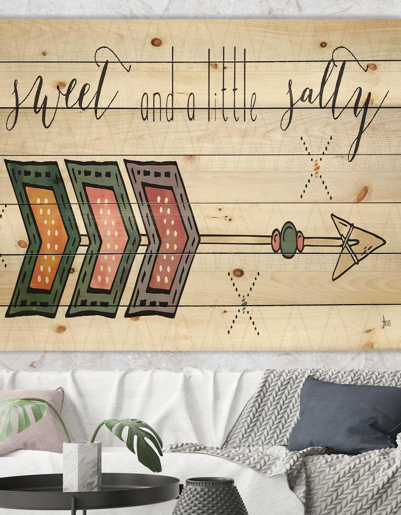 DesignQ sweet and a little guilty Boho Arrow II - Bohemian & Eclectic Print on Natural Pine Wood