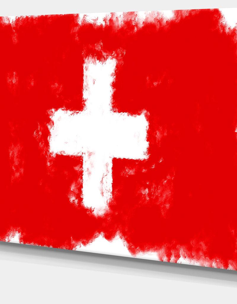 DesignQ Switzerland Flag Illustration - Flag Painting Canvas Print