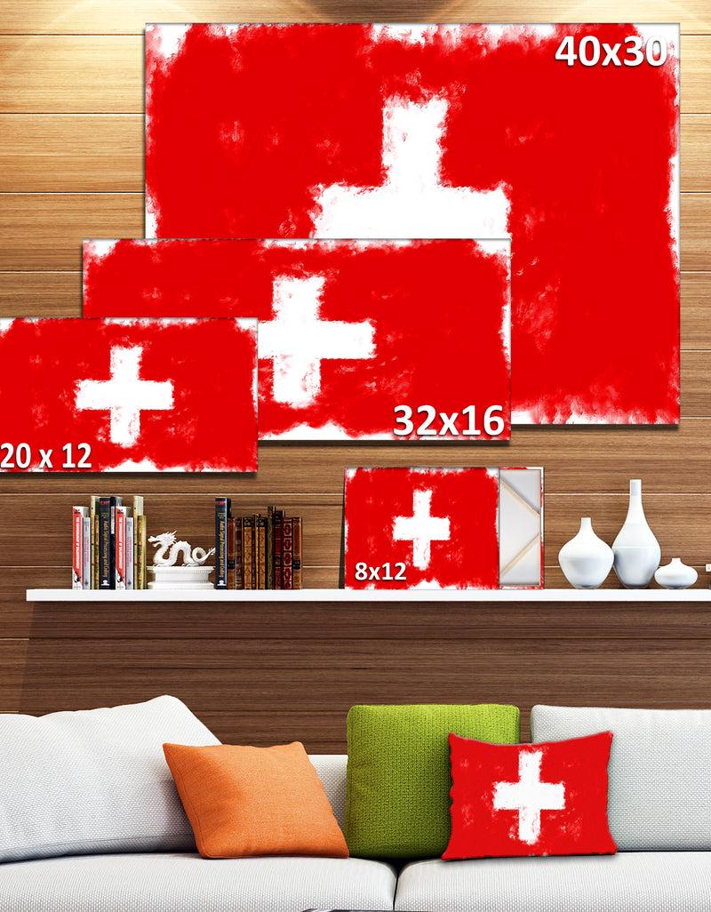 DesignQ Switzerland Flag Illustration - Flag Painting Canvas Print