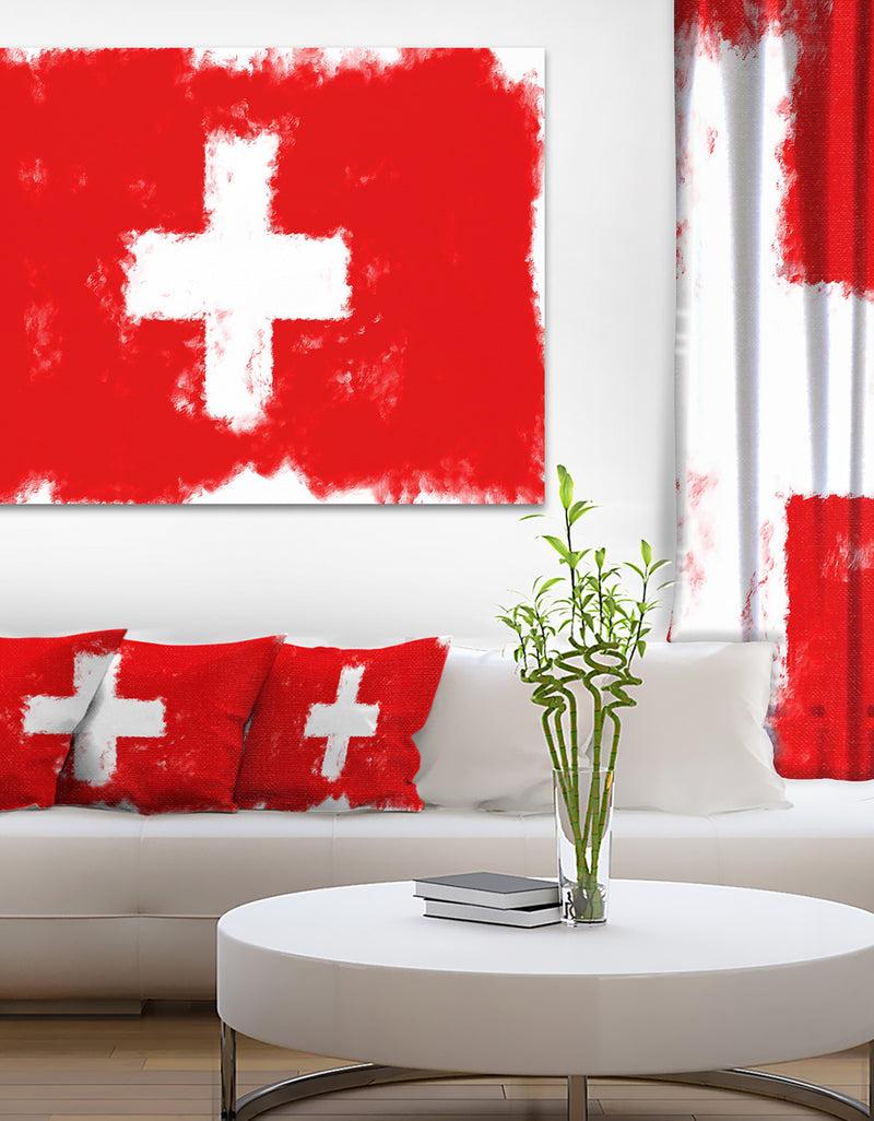 DesignQ Switzerland Flag Illustration - Flag Painting Canvas Print