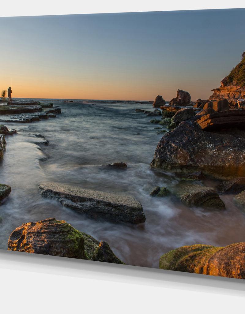 DesignQ Sydney Sunrise Over Seashore - Seashore Canvas Wall Artwork