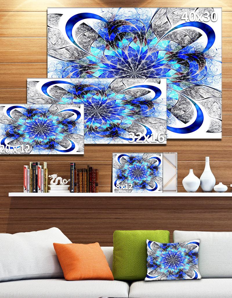 DesignQ Symmetrical Blue Fractal Flower - Abstract Wall Art Canvas