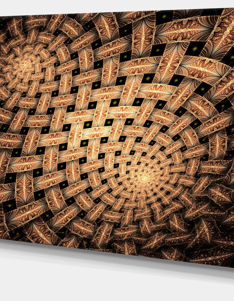 DesignQ Symmetrical Brown Fractal Flower - Abstract Wall Art Canvas
