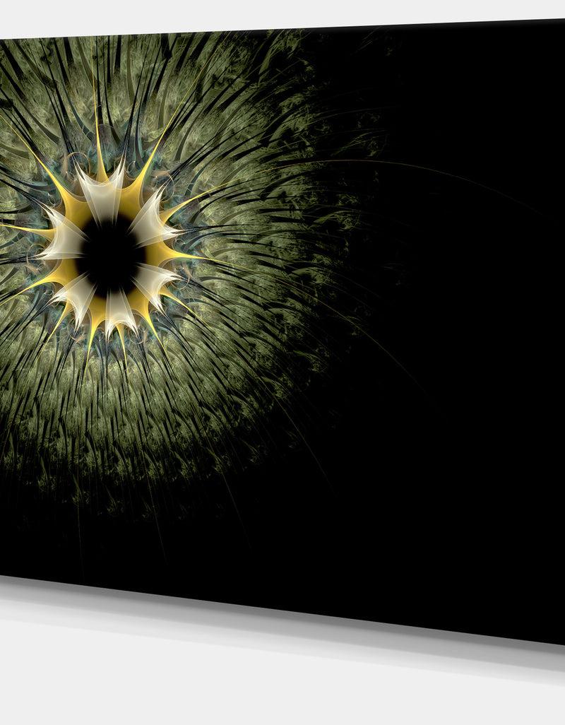 DesignQ Symmetrical Fractal Flower In Light Green - Modern Floral Canvas Wall Art