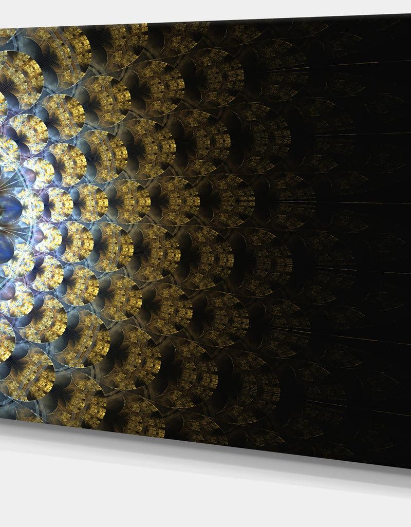 DesignQ Symmetrical Gold Fractal Flower - Abstract Wall Art Canvas