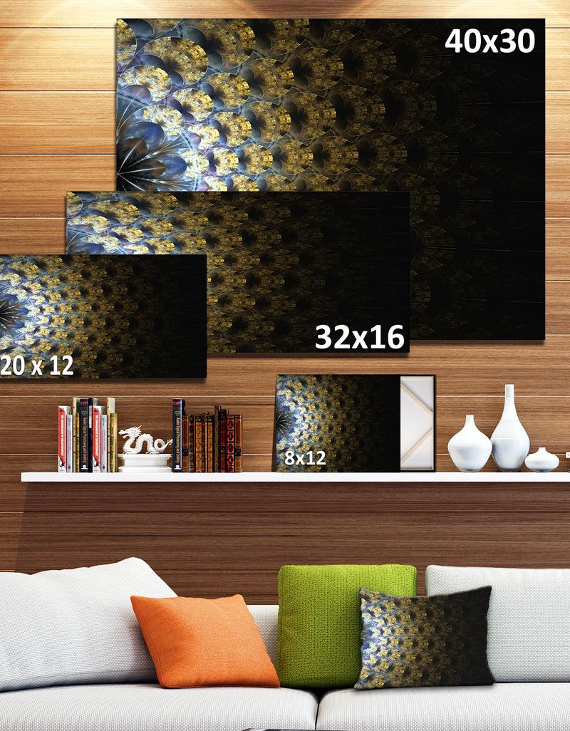 DesignQ Symmetrical Gold Fractal Flower - Abstract Wall Art Canvas