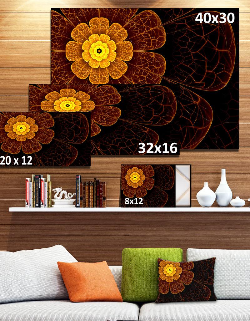 DesignQ Symmetrical Orange Fractal Flower - Digital Art Floral Canvas Print