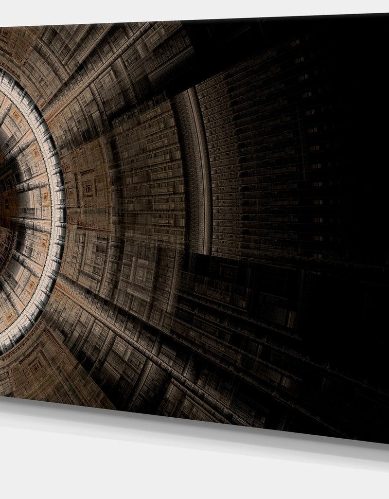 DesignQ Symmetrical Solar Blue Fractal Art - Digital Art Canvas Print