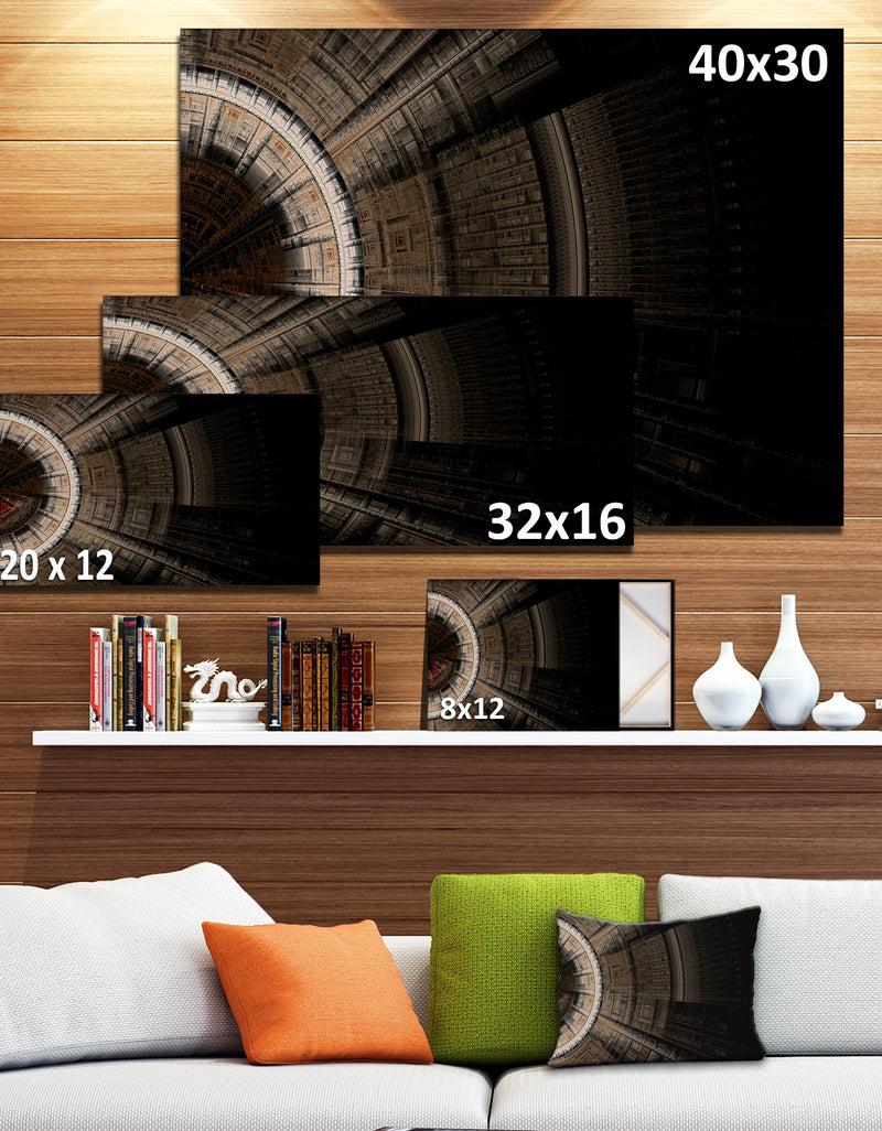 DesignQ Symmetrical Solar Blue Fractal Art - Digital Art Canvas Print