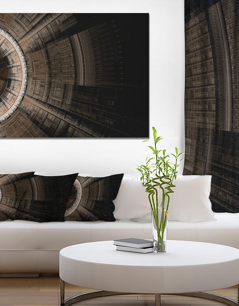 DesignQ Symmetrical Solar Blue Fractal Art - Digital Art Canvas Print