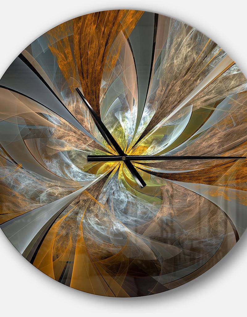DesignQ Symmetrical Yellow Fractal Flower - Oversized Modern Wall Clock